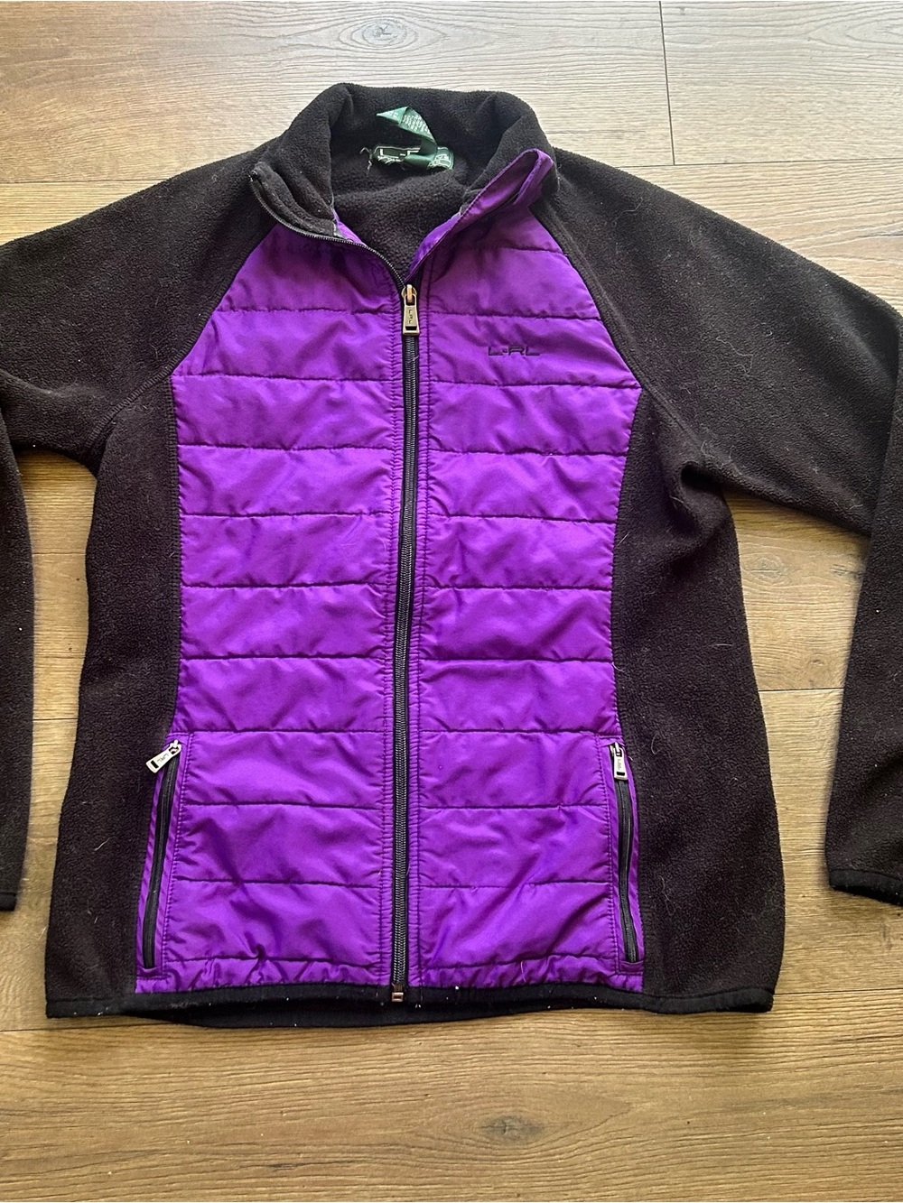 Lauren Ralph Lauren Black & Purple Quilted Hybrid Jacket
